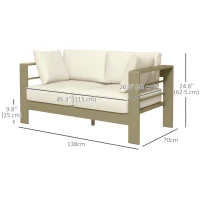 Outsunny Patio Loveseat, Outdoor Seating for 2, Garden Sofa with Cushions, Wide Armrests, 54.3"x27.6"x24.6", Cream White(m-3)