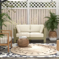 Outsunny Patio Loveseat, Outdoor Seating for 2, Garden Sofa with Cushions, Wide Armrests, 54.3"x27.6"x24.6", Cream White(m-9)