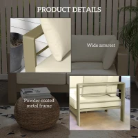 Outsunny Patio Loveseat, Outdoor Seating for 2, Garden Sofa with Cushions, Wide Armrests, 54.3"x27.6"x24.6", Cream White(m-5)