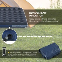 Outsunny Air Mattress Queen, Inflatable Air Bed with Flocked Surface for Guest, Camping, Travel, Dark Blue(m-5)