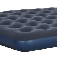 Outsunny Air Mattress Queen, Inflatable Air Bed with Flocked Surface for Guest, Camping, Travel, Dark Blue(m-9)