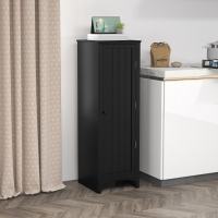 HOMCOM 48" Kitchen Pantry Storage Cabinet, Single Door Kitchen Cabinet with 4 Tier Shelving and Adjustable Shelves, Black