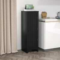 HOMCOM 48" Kitchen Pantry Storage Cabinet, Single Door Kitchen Cabinet with 4 Tier Shelving and Adjustable Shelves, Black(m-1)