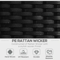 Outsunny 3 Piece Patio Furniture Set, Rattan Outdoor Sofa Set with Chaise Lounge & Loveseat, Soft Cushions, Tempered Glass Table, L-Shaped Sectional Couch, Blue(m-4)