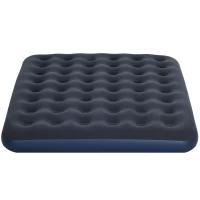 Outsunny Air Mattress Queen, Inflatable Air Bed with Flocked Surface for Guest, Camping, Travel, Dark Blue(m-10)