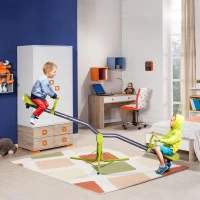 HOMCOM Kids Spinning Seesaw Swivel Teeter Totter Playground Equipment 360° Rotation Child Seesaw Rocker Swing Green & Grey(m-1)