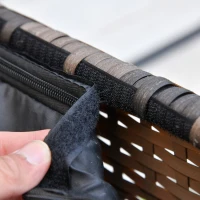 Outsunny 6 Piece Outdoor Rattan Wicker Sofa Set Sectional Patio Conversation Furniture Set w/ Storage Table & Cushion Orange(m-8)