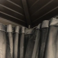 Outsunny 10'x12' Hardtop Gazebo with Mesh Curtains, Steel Slat Canopy, Outdoor Shelter for Patio, Garden, Dark Grey(m-10)