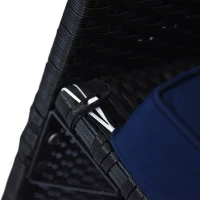 Outsunny 3 Piece Patio Furniture Set, Rattan Outdoor Sofa Set with Chaise Lounge & Loveseat, Soft Cushions, Tempered Glass Table, L-Shaped Sectional Couch, Blue(m-8)