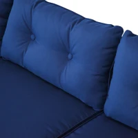 Outsunny 3 Piece Patio Furniture Set, Rattan Outdoor Sofa Set with Chaise Lounge & Loveseat, Soft Cushions, Tempered Glass Table, L-Shaped Sectional Couch, Blue(m-7)