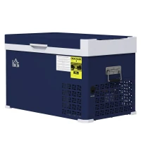 HOMCOM Dual Zone Car Fridge, 32 Quart Portable Fridge, 12/24V DC and 100V-240V AC, for Campervan RV Boat Travel Use, -4℉-68℉(m-2)