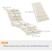 Outsunny Set of 2 Outdoor Chaise Lounge Cushions, 72" x 22" x 4.7" Patio Lounge Chair Cushions with Ties for Outdoor, Indoor, Cream White(m-3)