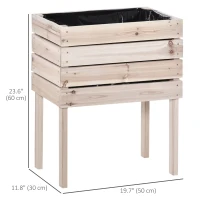 Outsunny 4PCS Wooden Raised Beds for Garden, DIY Shape Elevated Planter Box Kit with Bed Liner for Flowers Vegetables, Outdoor Indoor Planting Box Container(m-3)
