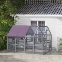 PawHut 9.2' Outdoor Catio Enclosure with Condos & Canopy, Spacious Cat House, Weather-Resistant, Gray(m-1)