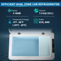 HOMCOM Dual Zone Car Fridge, 32 Quart Portable Fridge, 12/24V DC and 100V-240V AC, for Campervan RV Boat Travel Use, -4℉-68℉(m-4)