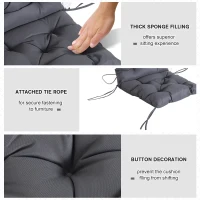 Outsunny Patio Chair Cushions Set of 2, 39" x 20" x 3" Outdoor Tufted Cushion Set with Ties for Indoor Outdoor Garden Furniture, Dark Grey(m-6)