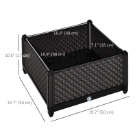 Outsunny Plastic Garden Raised Bed, Elevated Planter Box, Flower Vegetables Planting Container with Self-Watering Design and Drainage Holes(m-3)