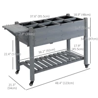 Outsunny Raised Garden Bed with 8 Grids and Storage Shelf, Elevated Planter Box with Legs, for Vegetables Flowers Herbs, Grey(m-3)