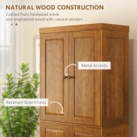 HOMCOM 72.5" Wood Kitchen Pantry Cabinet, Farmhouse Storage Organizer with 2 Adjustable Shelves, Soft Close, Mahogany(m-4)