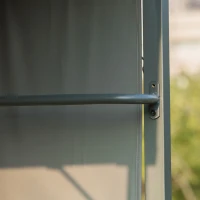 Outsunny 7x4.5ft Outdoor BBQ Gazebo Tent Metal Frame Garden Grill Canopy Sunshade Backyard Portable Shelter with Side Awning 2 Shelves and 5 Hooks Grey(m-9)