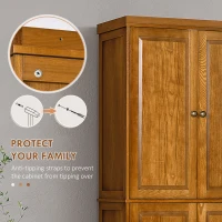 HOMCOM 72.5" Wood Kitchen Pantry Cabinet, Farmhouse Storage Organizer with 2 Adjustable Shelves, Soft Close, Mahogany(m-8)