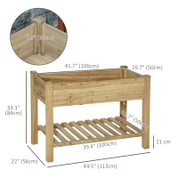 Outsunny 45" x 22" x 33" Elevated Planter Box w/ Legs and Storage Shelf, Raised Garden Bed, Elevated Wooden Planter Box, Gardening Standing Growing Bed for Backyard Patio Balcony(m-3)