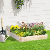 Outsunny 39'' x 39'' Screwless Raised Garden Bed, Wooden Planter Box, Easy DIY Herb Garden for Vegetable Flower Herb Outdoor Lawn Yard Patio