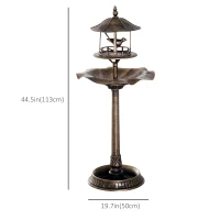 Outsunny 3-in-1 Garden Bird Bath Bowl Pedastal with Bird Feeder, Large Water Basin, & Underneath Flower Planter, Gold(m-3)