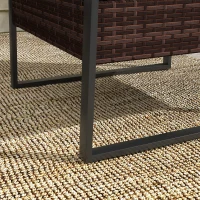 Outsunny 4 Piece Rattan Patio Furniture Set with Loveseat Sofa, Chair, Wood Coffee Table, Cushions for Outdoor, Backyard, White(m-8)