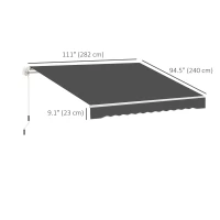 Outsunny 10' x 8' Retractable Awning Fabric Replacement Outdoor Sunshade Canopy Awning Cover, UV Protection, Grey(m-3)