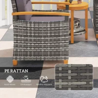 Outsunny Outdoor Bistro Set Wicker Patio Furniture with Cushions for Porch, Backyard, Garden, Gray(m-6)