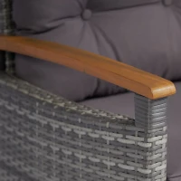 Outsunny Outdoor Bistro Set Wicker Patio Furniture with Cushions for Porch, Backyard, Garden, Gray(m-8)