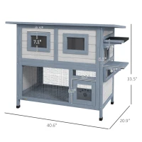 PawHut 2 Tier Outdoor Cat House Weatherproof with Escape Door, Asphalt Roof for Outside, Backyard, Light Gray(m-3)