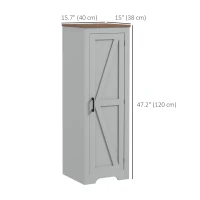HOMCOM Farmhouse Accent Cabinet with Adjustable Shelf Barn Door Storage Cabinet for Living Room Floor Pantry Cabinet Grey(m-3)