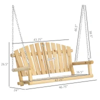 Outsunny 2-Seater Porch Swing, Hanging Outdoor Swing Bench with Metal Chains for Deck, Patio, Garden, Backyard(m-3)