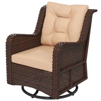 Outsunny PE Rattan 360° Swivel Patio Chair with Cushion, Brown(m-2)