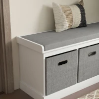HOMCOM Shoe Storage Bench with Seat, Entryway Bench Seat with Cushion, 3 Fabric Drawers for Hallway, White(m-9)