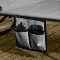 Outsunny Pool Chaise Lounge Chairs Set of 2, Folding Lounge Chairs with Sunshade, Reclining Back, Steel Frame, Dark Gray(m-8)