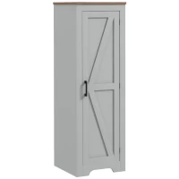 HOMCOM Farmhouse Accent Cabinet with Adjustable Shelf Barn Door Storage Cabinet for Living Room Floor Pantry Cabinet Grey(m-2)