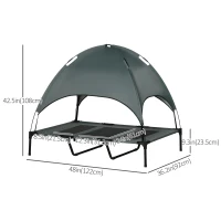 PawHut Elevated Dog Bed with Canopy, Portable Raised Dog Cot for XL Sized Dogs, Indoor & Outdoor, 48" x 36" x 43", Grey(m-3)