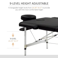 HOMCOM 83" 2 Section Foldable Massage Table Professional Salon SPA Facial Couch Tatoo Bed with Carry Bag Black(m-4)