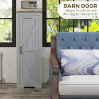 HOMCOM Farmhouse Accent Cabinet with Adjustable Shelf Barn Door Storage Cabinet for Living Room Floor Pantry Cabinet Grey(m-4)
