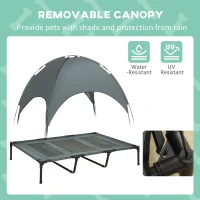 PawHut Elevated Dog Bed with Canopy, Portable Raised Dog Cot for XL Sized Dogs, Indoor & Outdoor, 48" x 36" x 43", Grey(m-6)