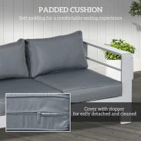 Outsunny Patio Furniture with Cushions, Aluminum Outdoor Sofa with Wide Armrests, Gray(m-5)