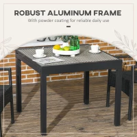 Outsunny Extendable Rattan Dining Table, Patio Retractable Table, Aluminum Frame, 35.4"/70.9" x 35.4", Mixed Brown(m-6)