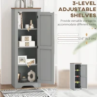 HOMCOM Farmhouse Accent Cabinet with Adjustable Shelf Barn Door Storage Cabinet for Living Room Floor Pantry Cabinet Grey(m-5)