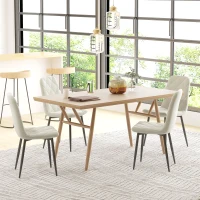 HOMCOM Dining Chairs Set of 4, Upholstered Dining Room Chairs with Steel Legs, Modern Kitchen Chair for Dining Room, Cream(m-7)