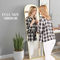 HOMCOM Arched Standing Mirror, 64" x 20" Full Length Mirror, Free Standing or Wall Mounted for Living Room, Bedroom, Gold(m-4)