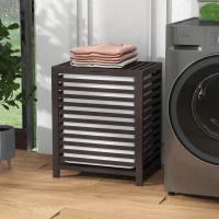 HOMCOM 55 L Bamboo Laundry Basket with Lid, Cloth Hamper with Removable Liner Bag, 19.75 x 14.25 x 23.5 Inches, Coffee(m-7)