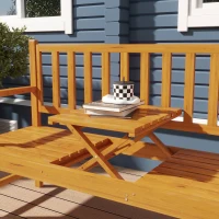 Outsunny Wooden Bench with Liftable Middle Table, Outdoor Bench, Patio Loveseat for Porch, Backyard, Seats 2-3 People(m-7)